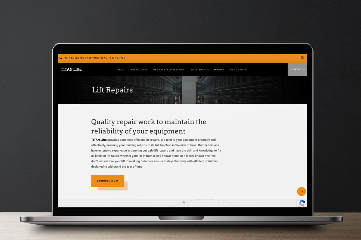 TITAN Lifts website design & development